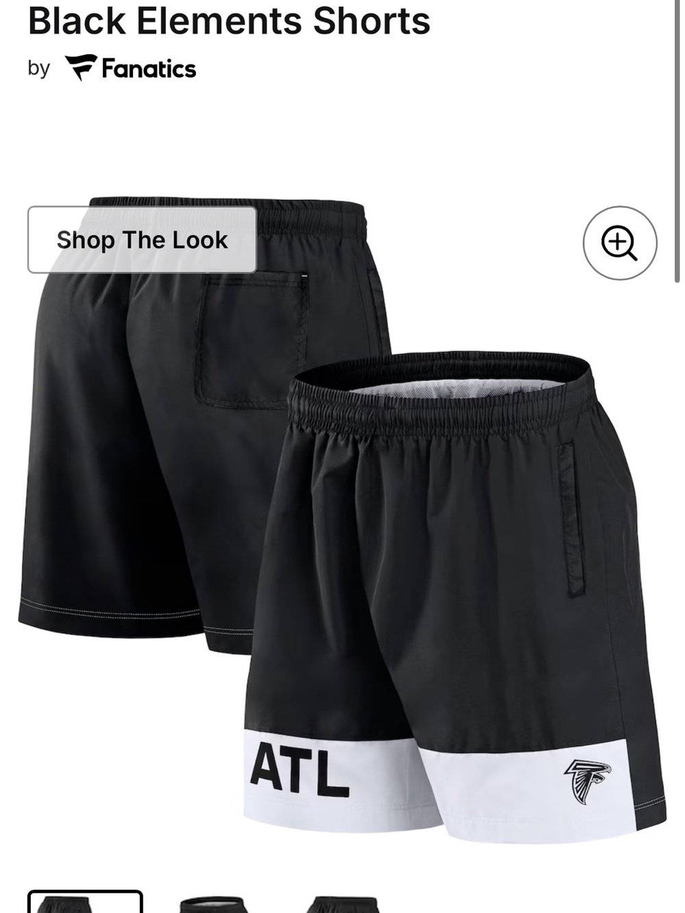 Fanatics Black and White ATL Colorblock Men’s Athletic Shorts
